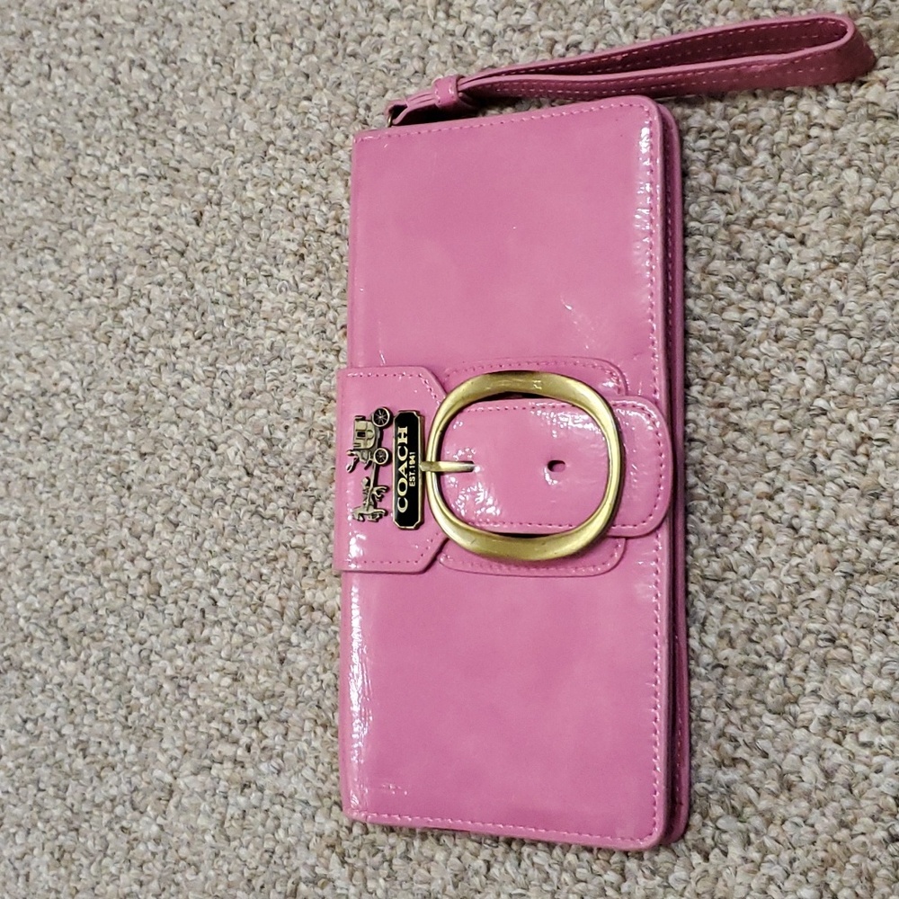 Coach Pink Wallet with Gold Buckle